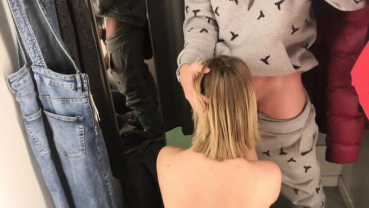 Amateur Ukrainian Girl Gabry Rozby Sucks Cock in Store Changing Room - Sneaky Public Blowjob & Cum Swallow