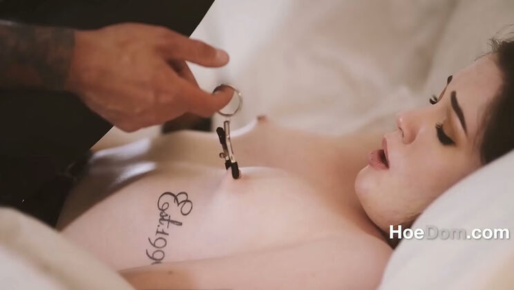 Blindfolded Brunette Evelyn Claire Gets Rough Fucked Hard by Quinton James - Ice Play & Stockings