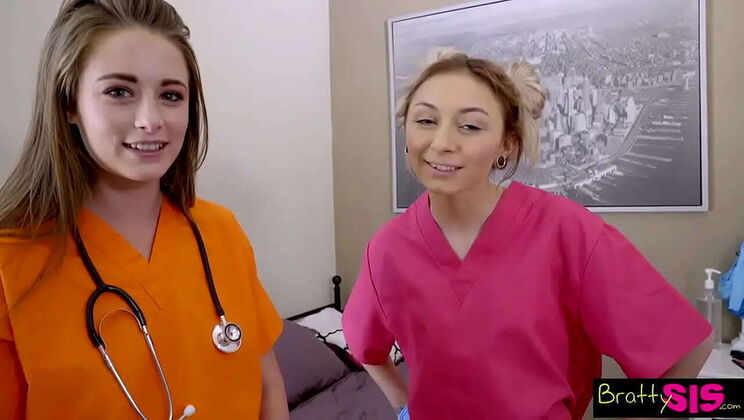 Hot Stepsister Blowjob Threesome - Family Taboo Sex With Brunette & Blonde