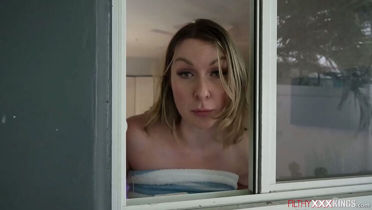 Busty Blonde MILF Sydney Paige Fucks Pervy Guy Peeping On Her - Big Tits & Deep Throat