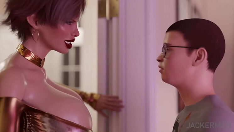 Jackerman After Party Fucks Teen MILF with Big Tits and Big Cock in 3D Animation