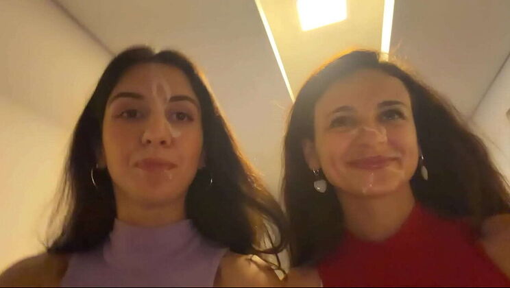 Katty West & Kate Rich: Neighbors Ask for Facial Cum Walk in Public - Amateur Brunette POV