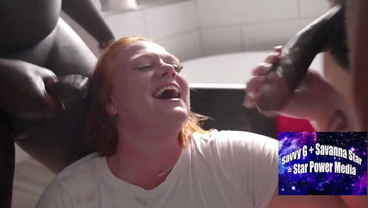 Big Tit Redhead Julie Ginger Blowbang Gangbang in Bathroom - BBC Bareback Amateur