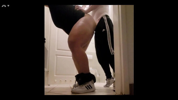 My Boss Dominates Me with Big Strapon in Public Toilet - Fast & Horny Pegging