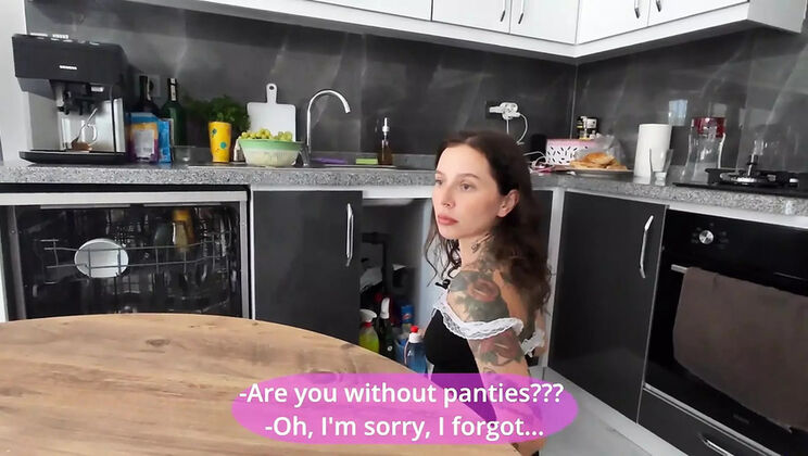 MILF Maid Walks Around House With No Panties - Hard Doggystyle Fuck & Cum on Tits POV