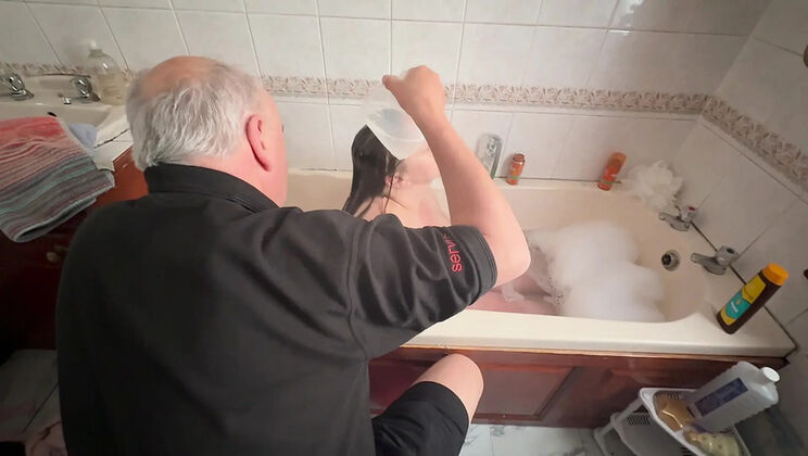 British BBW Domina Satana Foot Worship Bath - Part 1: Hairy Pussy & Big Natural Tits