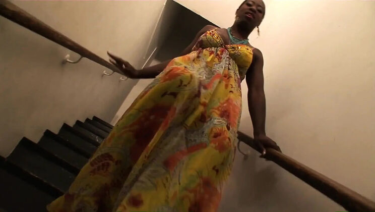 Horny construction worker fucks busty ebony babe with big tits and cums in her mouth