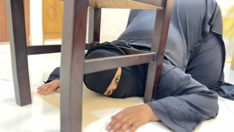 Arab Maid Stuck Under Chair Cleaning - Big Ass Hijabi Aria Mia Rough Anal Fuck