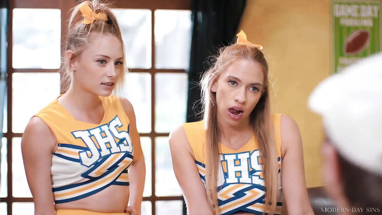 Slutty Cheerleaders Khloe Kapri & Kyler Quinn Butt Fucked Hard by Pervy Coach - Rough Threesome Sex