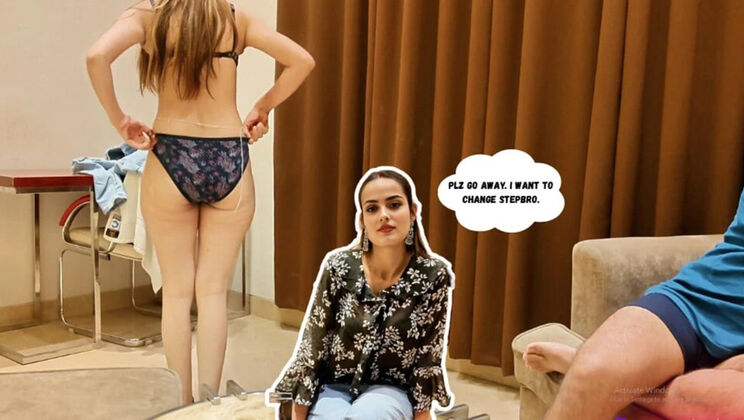 Desi Stepsis Changing Clothes in Front of Step Brother - Indian Homemade 18 Year Old Teen