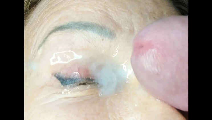 Mature MILF Tania Takes Huge Face Cum Load in Her Eye - Extreme Close Up