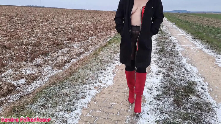 Sandra Falkenhauer Gets Excited in Her Black Tights