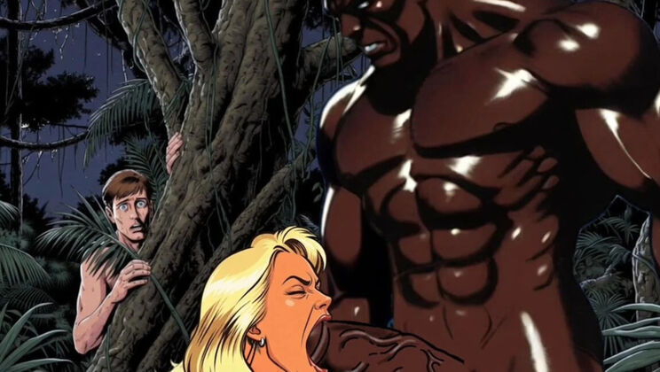White Wife Sucks Huge Black Cock While Cuckold Husband Watches – Cartoon Porn Story