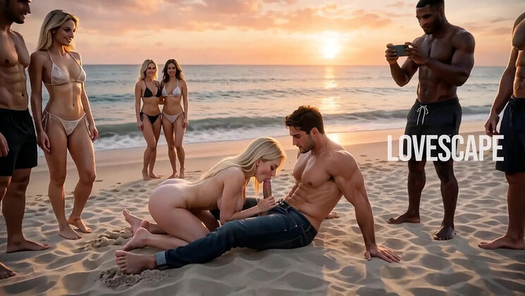 Blonde With Big Tits Sucks Big Cock On The Beach | AI Public Sex