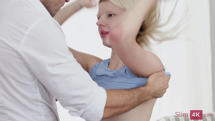 Young Blonde Teen Shows Off Her Talents With a Big Dick