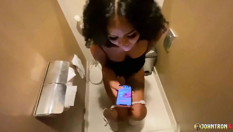 Johntronx Hot Asian Babe Public Bathroom Quickie Blowjob Creampie