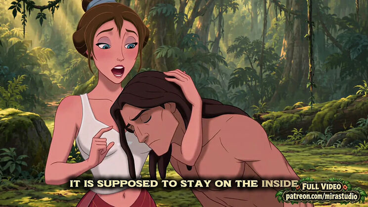 Jane and Tarzan First Contact: He Explores Her Naked Body in Jungle Sex