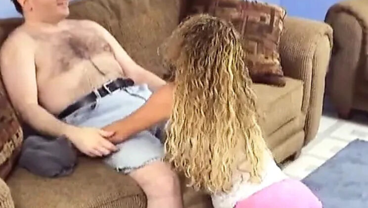 Old hairy man gets lucky with young blonde teen in homemade amateur video