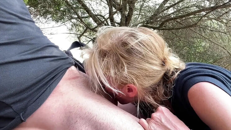 Amateur Blonde Gives Accidental Outdoor Blowjob – Cum in Mouth Homemade Risky Sex