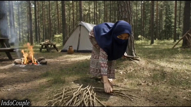 Real Husband and Wife Camping in Forest Sex with Loud Sounds - Indonesian Couple